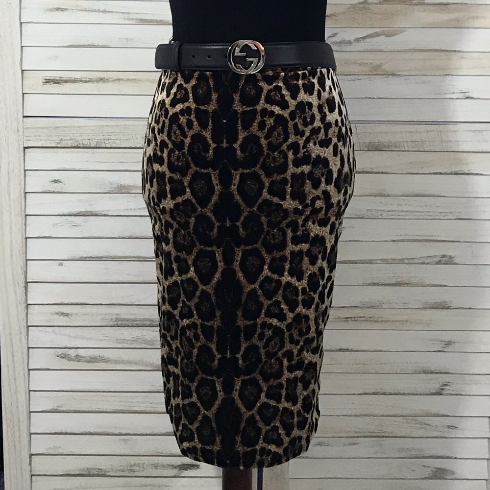 Leopard Velvet Skirt - Picture 1 of 6